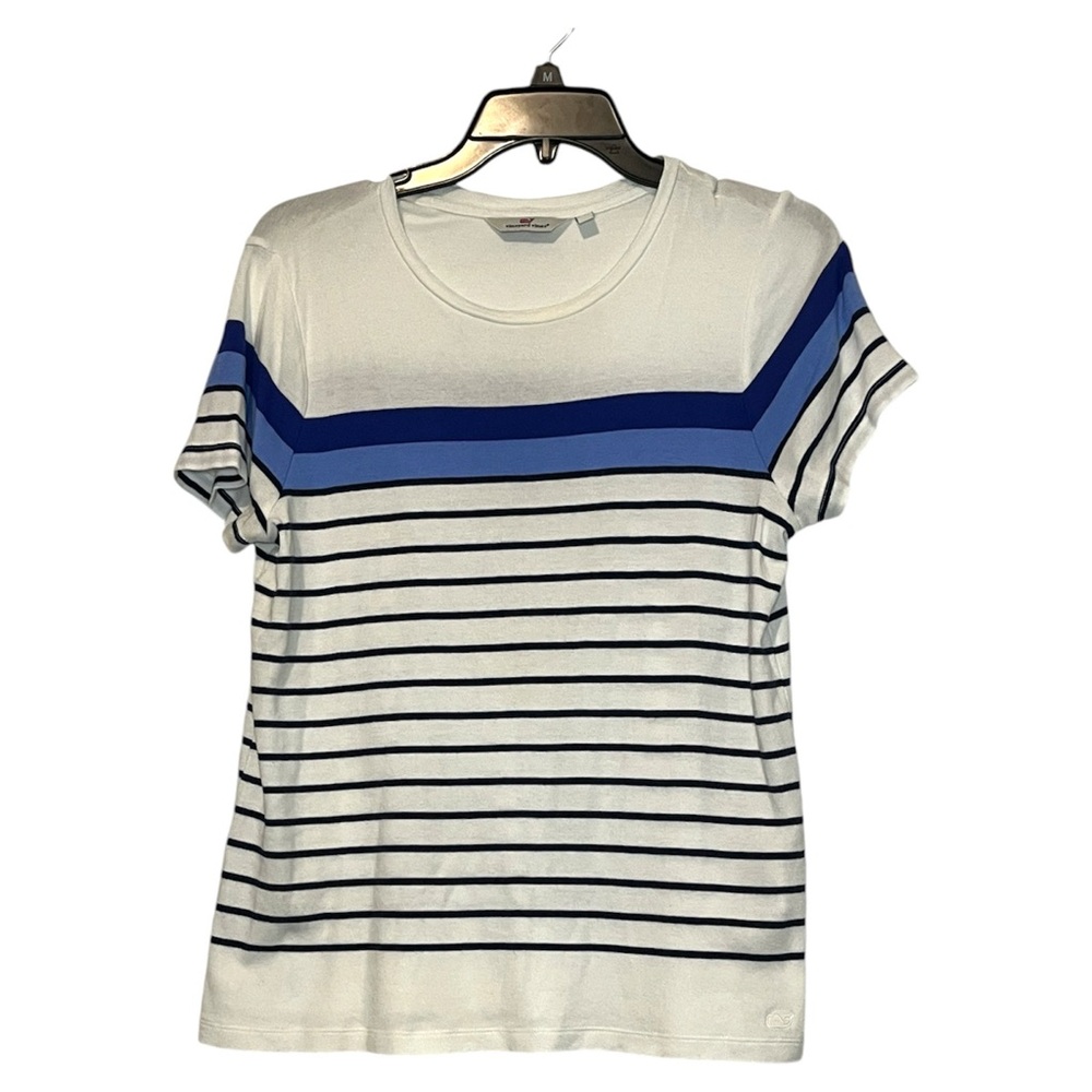 Vineyard Vines Womens Pink White Stripes Short Sleeve  Pullover T-Shirt Large